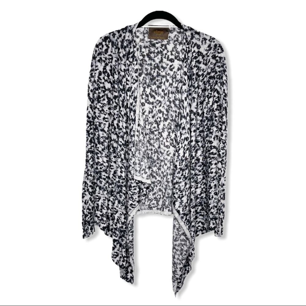 VICTOR ALFARO / gray mixed print wool cardigan